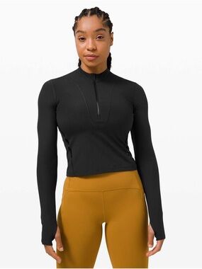 Lululemon Gloss Trim Run 1/2 Zip Long Sleeve